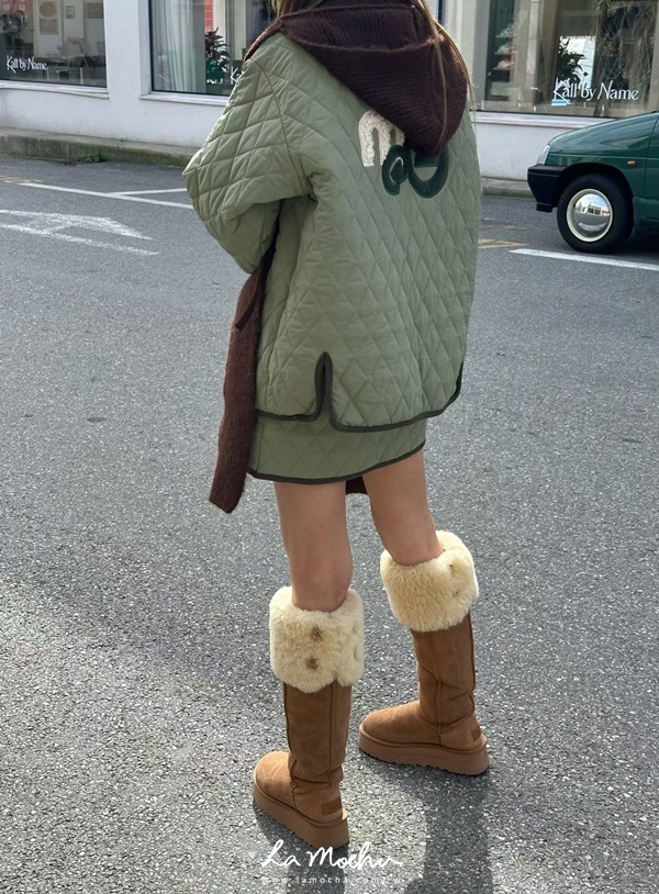 拼色滾邊鬆緊絎縫褲裙